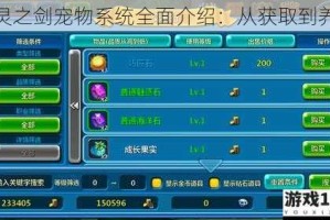 寒灵之剑宠物系统全面介绍：从获取到养成