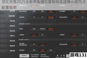 暗区突围2025全新两指键位复制码实战操作技巧与配置指南