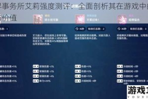 异界事务所艾莉强度测评：全面剖析其在游戏中的表现与价值