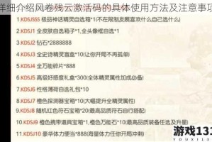 详细介绍风卷残云激活码的具体使用方法及注意事项