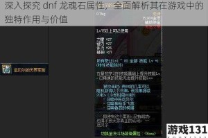 深入探究 dnf 龙魂石属性，全面解析其在游戏中的独特作用与价值