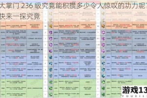 大掌门 236 级究竟能积攒多少令人惊叹的功力呢？快来一探究竟