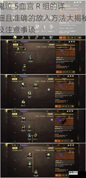 鬼泣 5血宫 R 组的详细且准确的放入方法大揭秘及注意事项