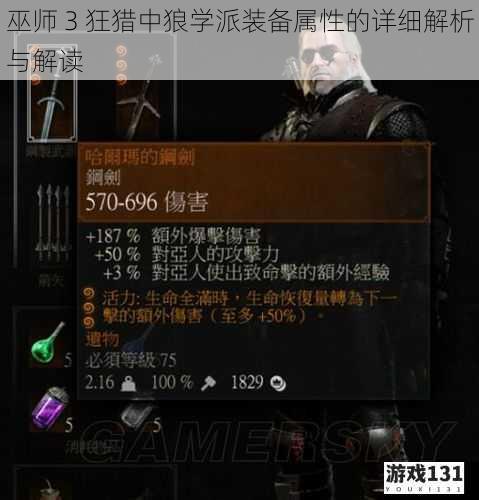巫师 3 狂猎中狼学派装备属性的详细解析与解读