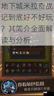 地下城米拉奇战记到底好不好玩?其简介全面解读与分析