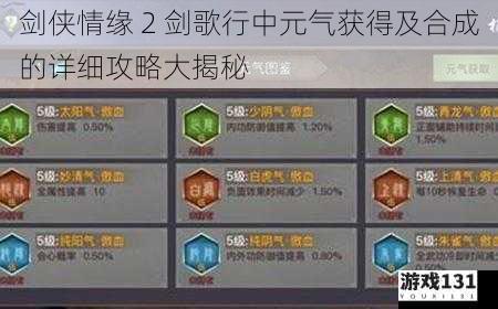 剑侠情缘 2 剑歌行中元气获得及合成的详细攻略大揭秘