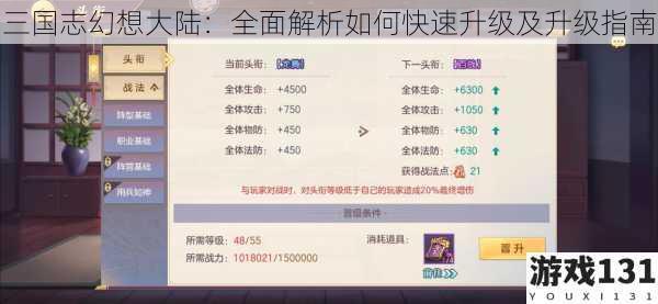 三国志幻想大陆:全面解析如何快速升级及升级指南
