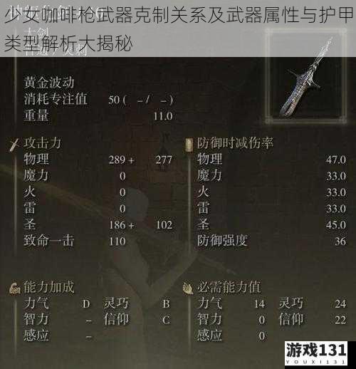 少女咖啡枪武器克制关系及武器属性与护甲类型解析大揭秘