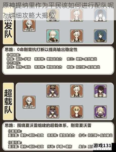 原神提纳里作为平民该如何进行配队呢?详细攻略大揭秘