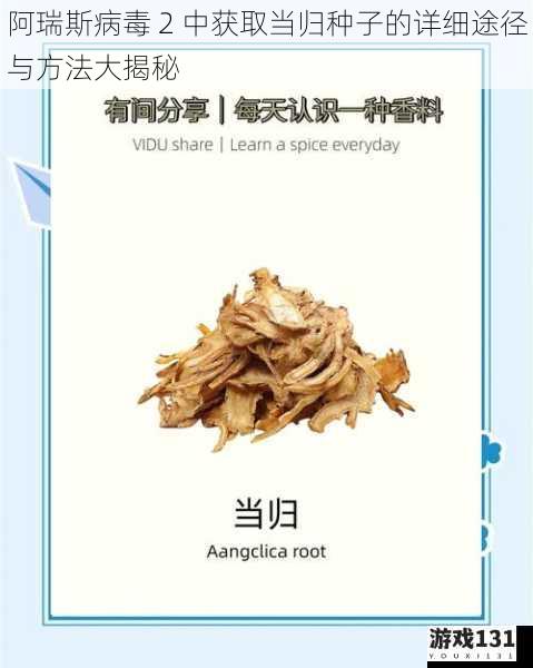 阿瑞斯病毒 2 中获取当归种子的详细途径与方法大揭秘