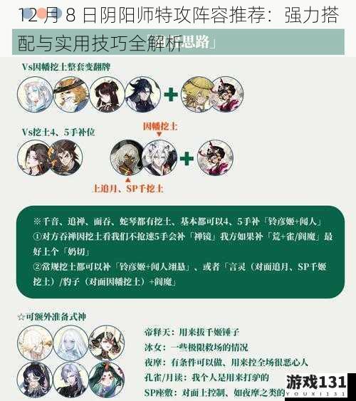 12 月 8 日阴阳师特攻阵容推荐:强力搭配与实用技巧全解析