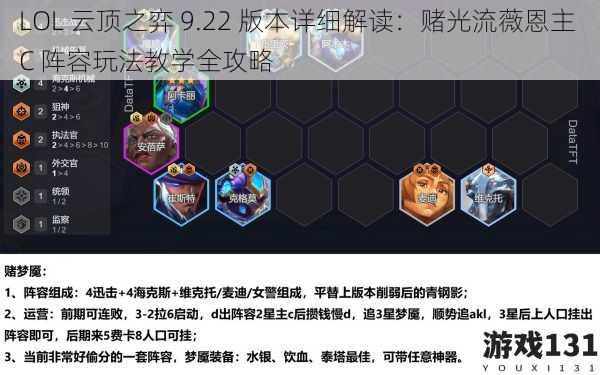 LOL 云顶之弈 9.22 版本详细解读:赌光流薇恩主 C 阵容玩法教学全攻略