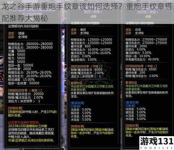 龙之谷手游重炮手纹章该如何选择?重炮手纹章搭配推荐大揭秘