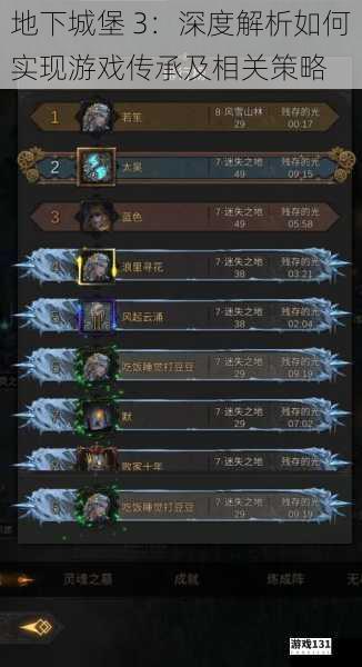 地下城堡 3:深度解析如何实现游戏传承及相关策略