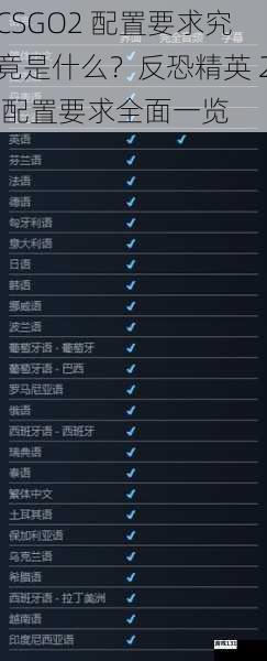 CSGO2 配置要求究竟是什么?反恐精英 2 配置要求全面一览
