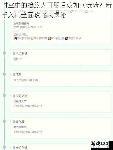 时空中的绘旅人开服后该如何玩转?新手入门全面攻略大揭秘