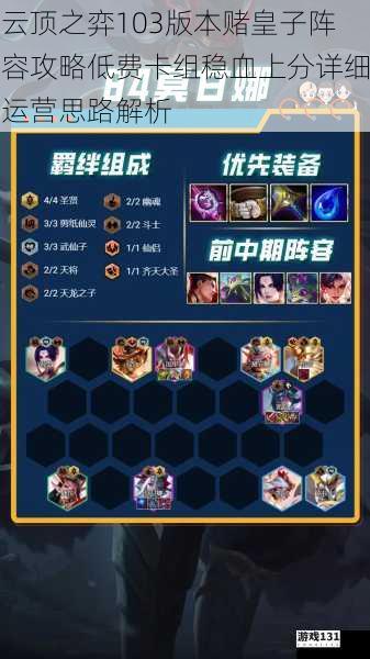 云顶之弈103版本赌皇子阵容攻略低费卡组稳血上分详细运营思路解析