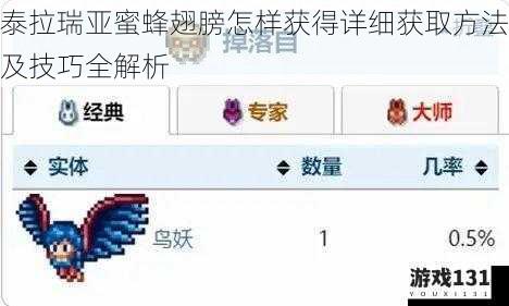 泰拉瑞亚蜜蜂翅膀怎样获得详细获取方法及技巧全解析