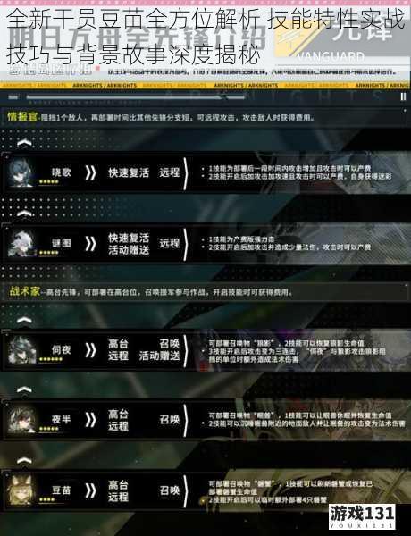 全新干员豆苗全方位解析 技能特性实战技巧与背景故事深度揭秘