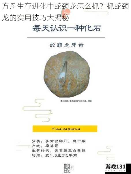 方舟生存进化中蛇颈龙怎么抓?抓蛇颈龙的实用技巧大揭秘