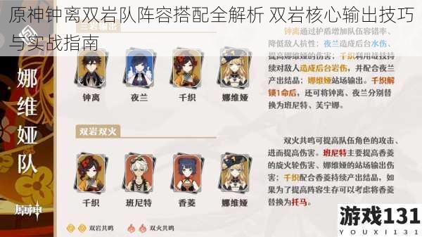原神钟离双岩队阵容搭配全解析 双岩核心输出技巧与实战指南
