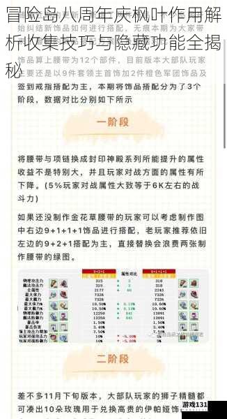 冒险岛八周年庆枫叶作用解析收集技巧与隐藏功能全揭秘