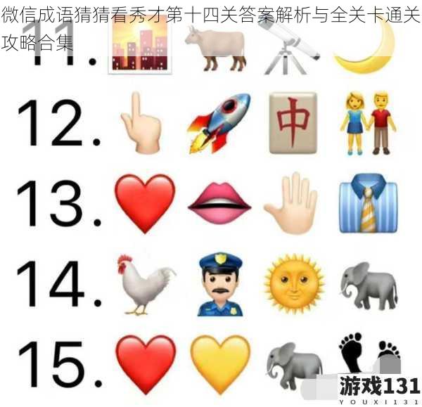 微信成语猜猜看秀才第十四关答案解析与全关卡通关攻略合集