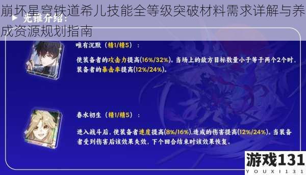 崩坏星穹铁道希儿技能全等级突破材料需求详解与养成资源规划指南