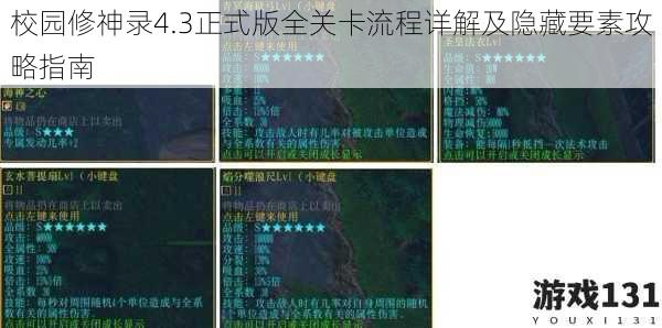校园修神录4.3正式版全关卡流程详解及隐藏要素攻略指南