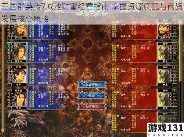三国群英传7城池财富经营指南 掌握资源调配与商贸发展核心策略