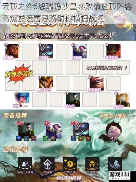 云顶之弈6恕瑞玛沙皇零败绩登顶阵容 高爆发运营思路助你横扫战场