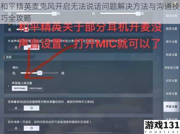 和平精英麦克风开启无法说话问题解决方法与沟通技巧全攻略