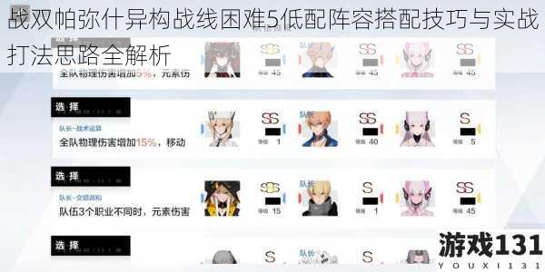 战双帕弥什异构战线困难5低配阵容搭配技巧与实战打法思路全解析