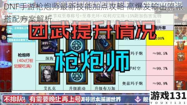 DNF手游枪炮师最新技能加点攻略 高爆发输出流派搭配方案解析