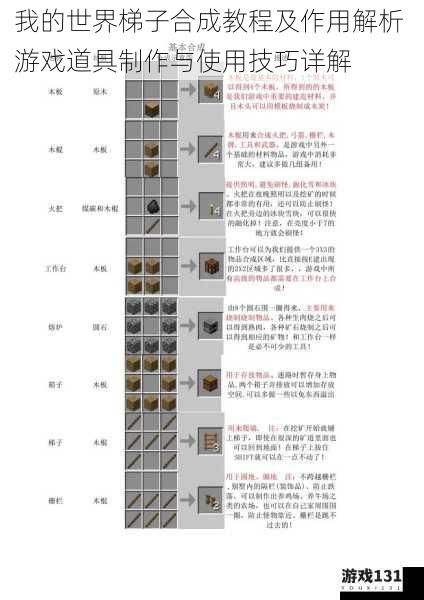 我的世界梯子合成教程及作用解析 游戏道具制作与使用技巧详解