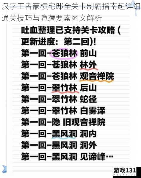 汉字王者豪横宅邸全关卡制霸指南超详细通关技巧与隐藏要素图文解析