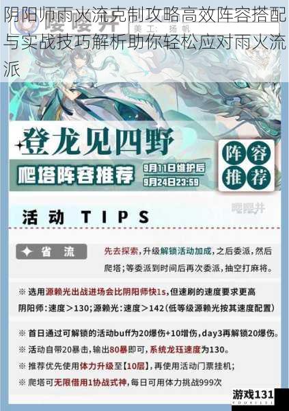 阴阳师雨火流克制攻略高效阵容搭配与实战技巧解析助你轻松应对雨火流派