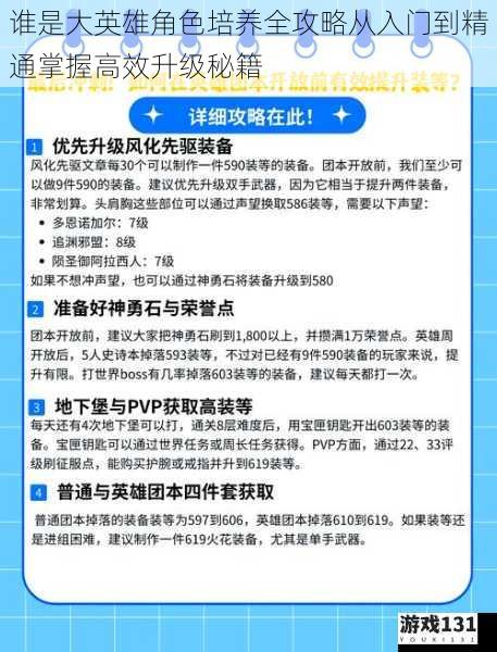 谁是大英雄角色培养全攻略从入门到精通掌握高效升级秘籍