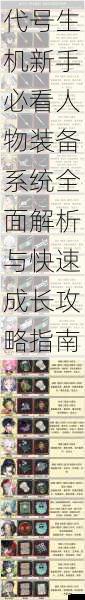代号生机新手必看人物装备系统全面解析与快速成长攻略指南