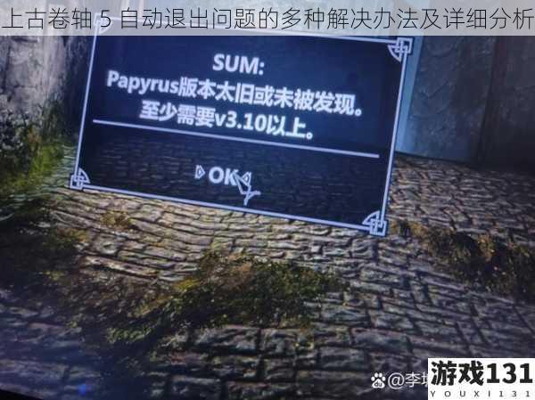 上古卷轴 5 自动退出问题的多种解决办法及详细分析