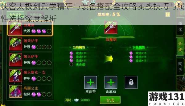 侠客太极剑武学精研与装备搭配全攻略实战技巧与属性选择深度解析