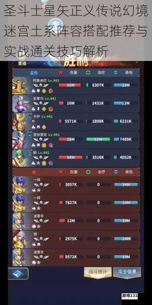 圣斗士星矢正义传说幻境迷宫土系阵容搭配推荐与实战通关技巧解析