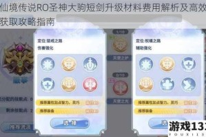 仙境传说RO圣神大驹短剑升级材料费用解析及高效获取攻略指南
