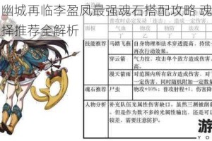 天地劫幽城再临李盈凤最强魂石搭配攻略 魂石词缀属性选择推荐全解析