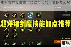 详细鬼剑豪双头巨魔 S 级通关攻略大揭秘及实战技巧分享