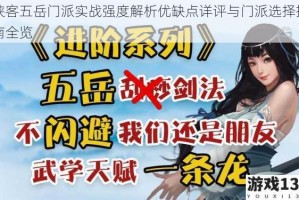 侠客五岳门派实战强度解析优缺点详评与门派选择指南全览