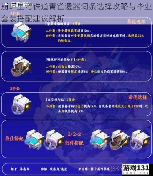 崩坏星穹铁道青雀遗器词条选择攻略与毕业套装搭配建议解析