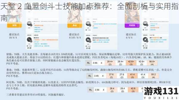 天堂 2 血盟剑斗士技能加点推荐：全面剖析与实用指南