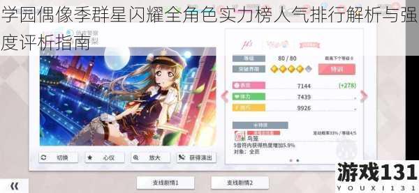 学园偶像季群星闪耀全角色实力榜人气排行解析与强度评析指南