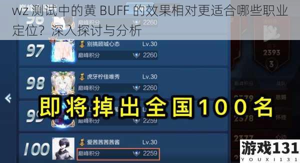 wz 测试中的黄 BUFF 的效果相对更适合哪些职业定位?深入探讨与分析